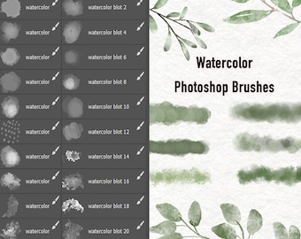 20 pincéis de aquarela para Photoshop e Procreate: textura de alta resolução (download digital)