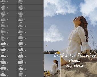 Pinceles de nubes para Photoshop: Cielo realista, arte digital (ABR)