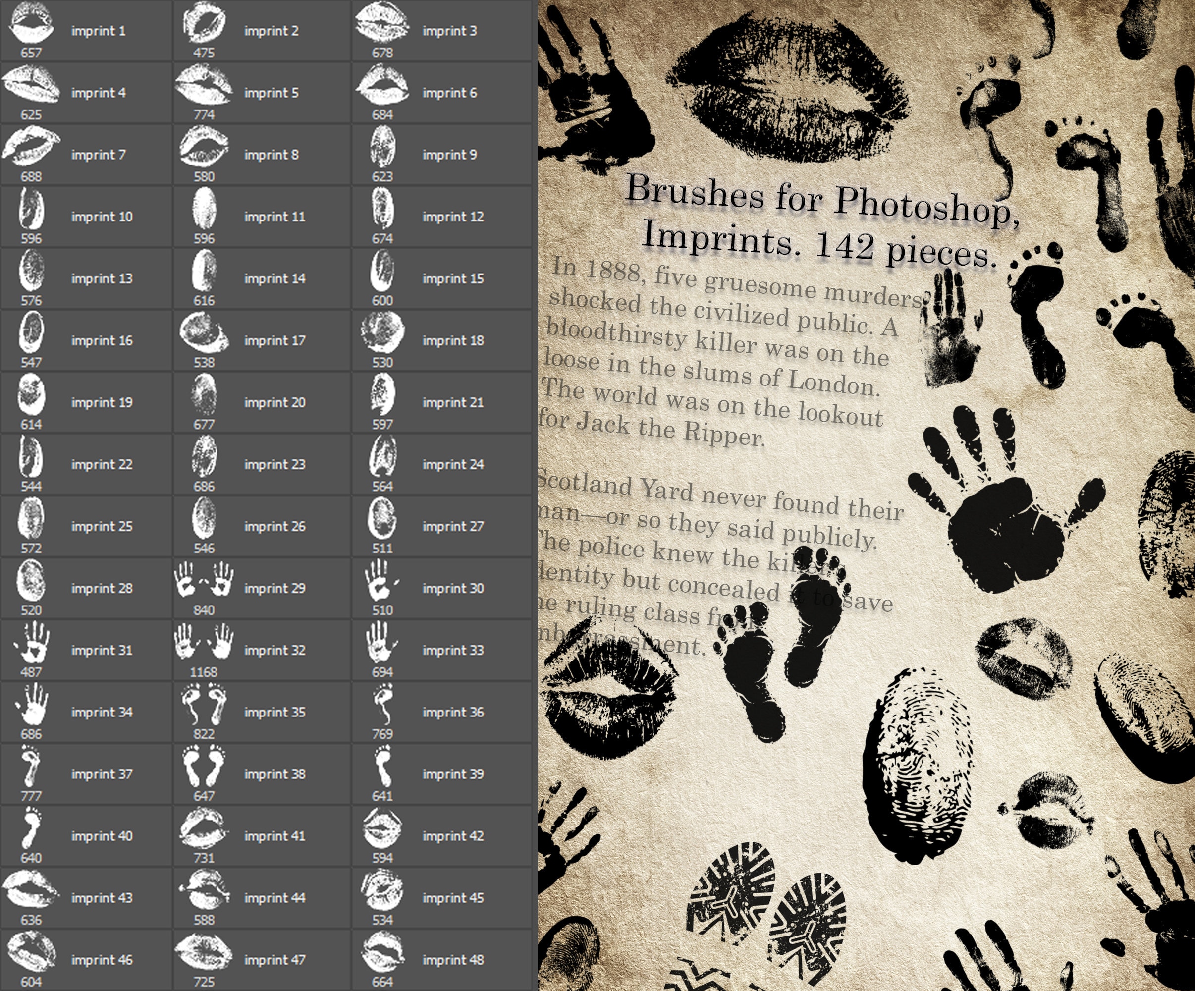 Brushes for Imprints, Fingerprint, Handprint, Footprint, Lip Print, Shoe Print, ABR