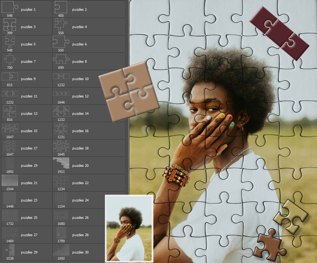 Brushes for Puzzles, Puzzles for Photo Design, Photo Decor