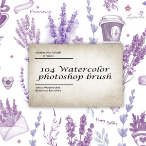 Brushes for Photoshop lavender, lavender flowers, brushes lavender, lavenda,Watercolor photoshop brushes,watercolor brush strokes,abr files