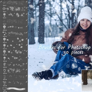 Snow brushes for Photoshop, winter, snowflakes, snow, frost, Christmas brushes, brushes for decoration, Christmas decor, snowflake brushes.