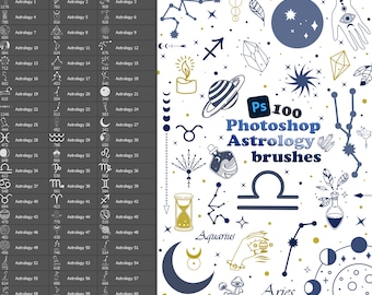 Astrology Photoshop Brushes: Stars, Zodiac, Crystals (ABR Files)