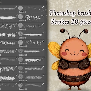 Photoshop and Procreate Strokes Brushes – 20 Textured Brush Set for Shading, Line Art & Texture Design – Digital Art Tools for Artists