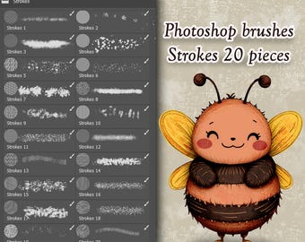 テクスチャストロークブラシ：PhotoshopとProcreate用の20種類のブラシセット（デジタルアートツール）
