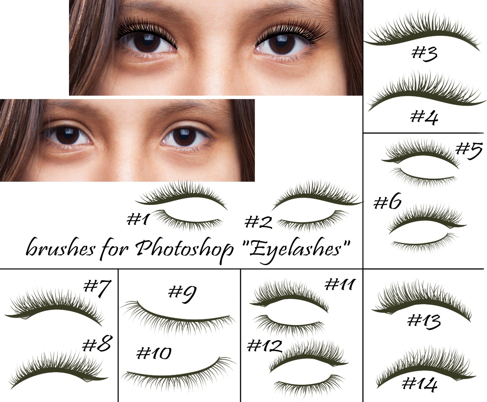 Eyelashes Brushes Eyelashes,a Set of 34 Brushes, Abr