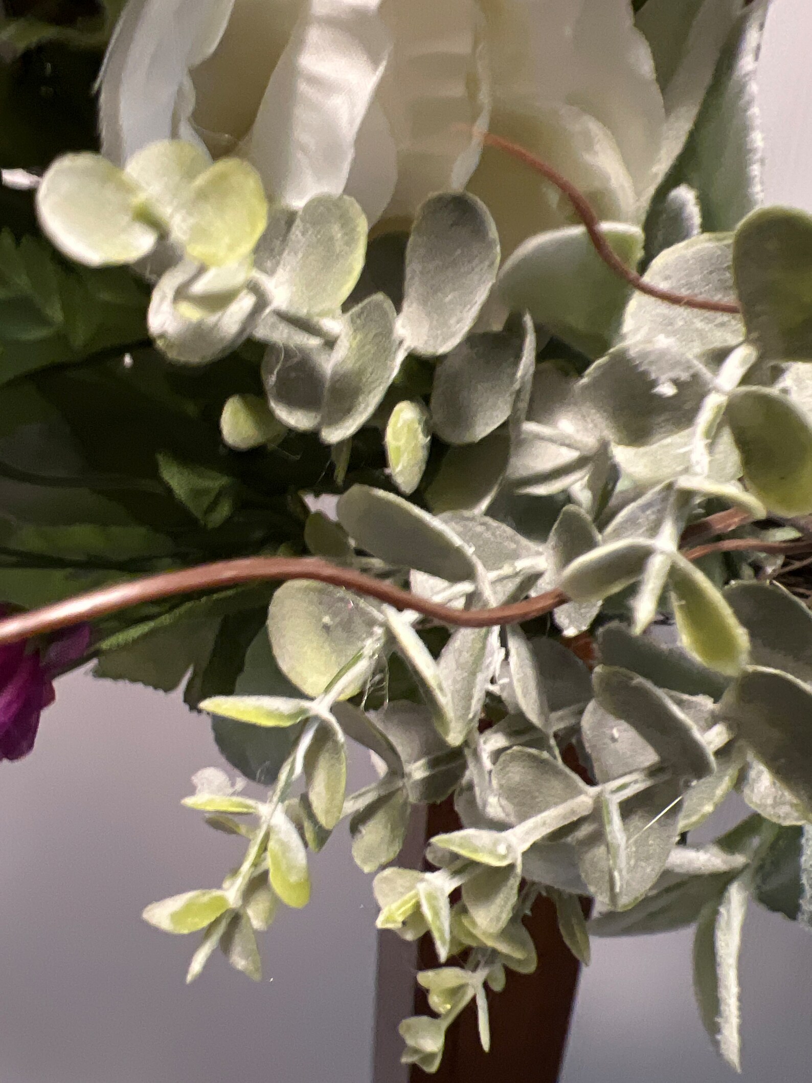 Farmhouse White Lamb's Ear Wreath With Purple and Pink Rununculus ...
