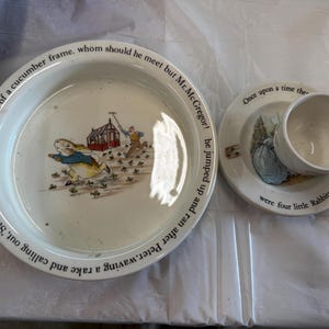 Wedgewood Peter Rabbit bowl, cup, and saucer