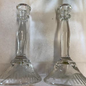 Etched Glass Candlesticks
