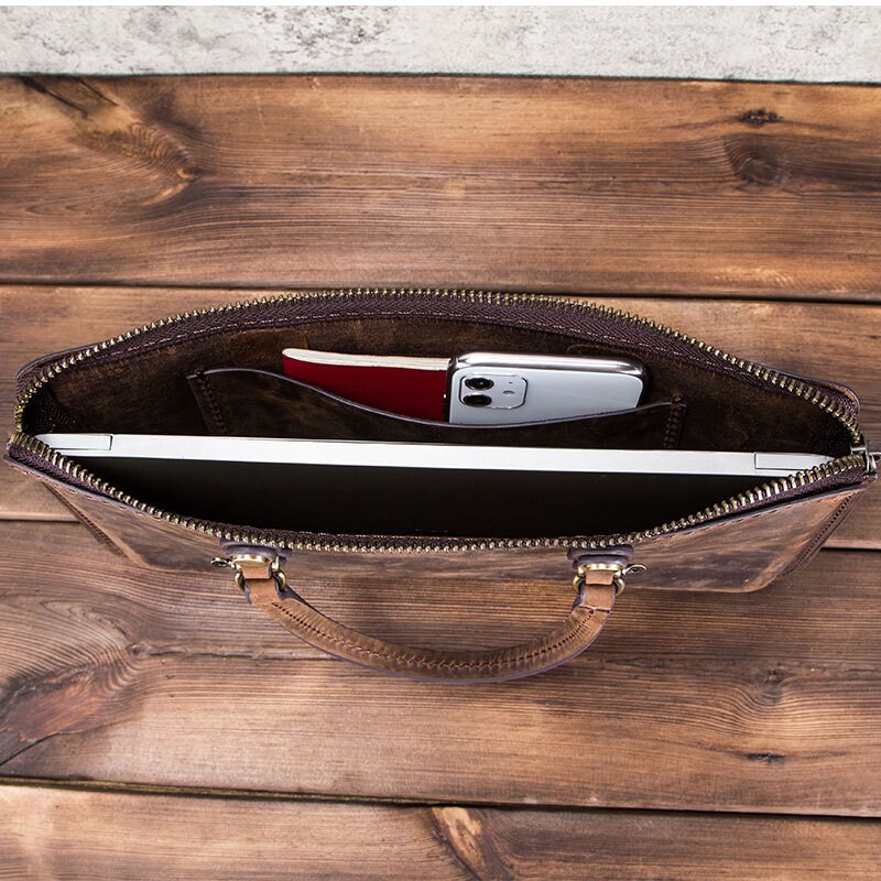 Custom Leather BriefcaseBrown Leather Briefcase Men Leather Etsy