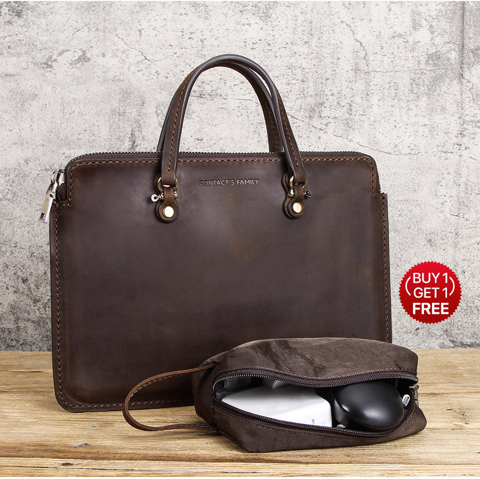 Custom Leather BriefcaseBrown Leather Briefcase Men Leather Etsy