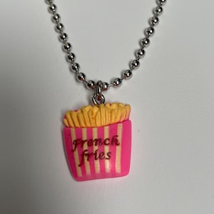 Handmade Novelty French Fries Necklace, French Fry Chain Necklace
