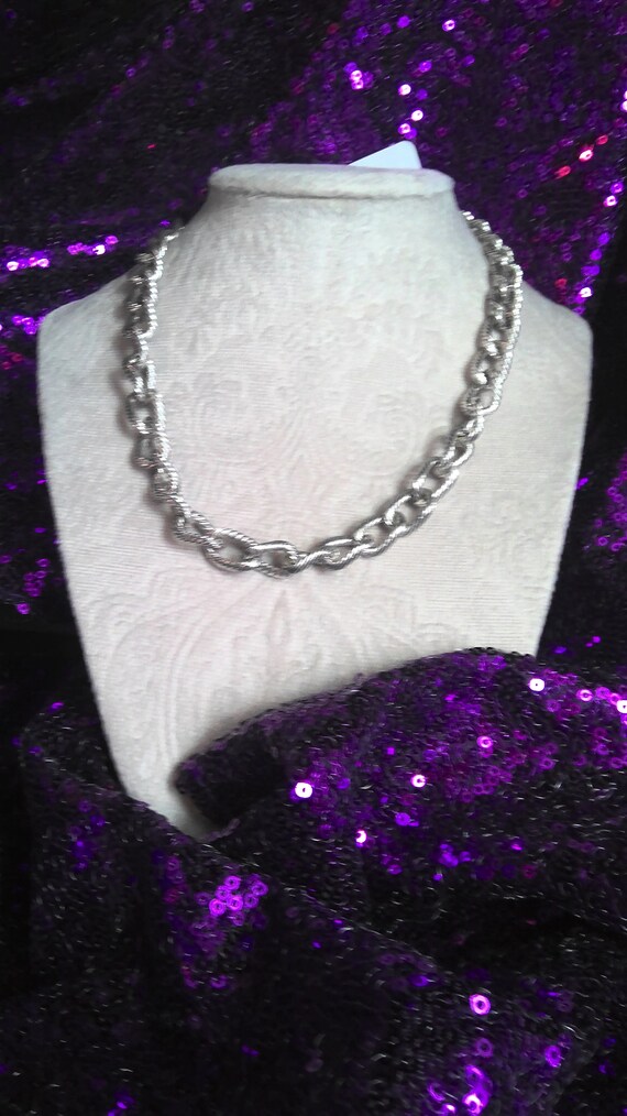 Silver Link Chain Necklace, Chunky Link Choker, Vi