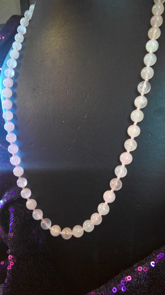 Vintage Natural Rose Quartz Beaded Necklace, Genui