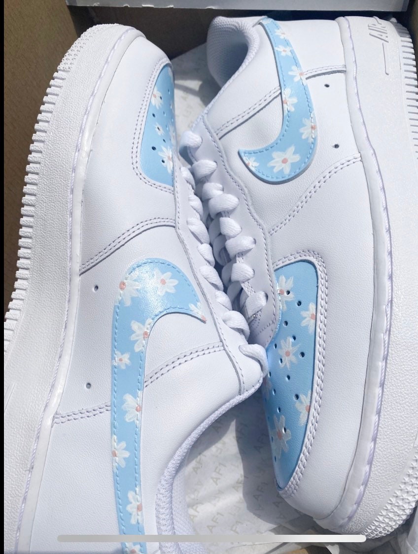 Blue daisy custom Air Force 1 | Etsy