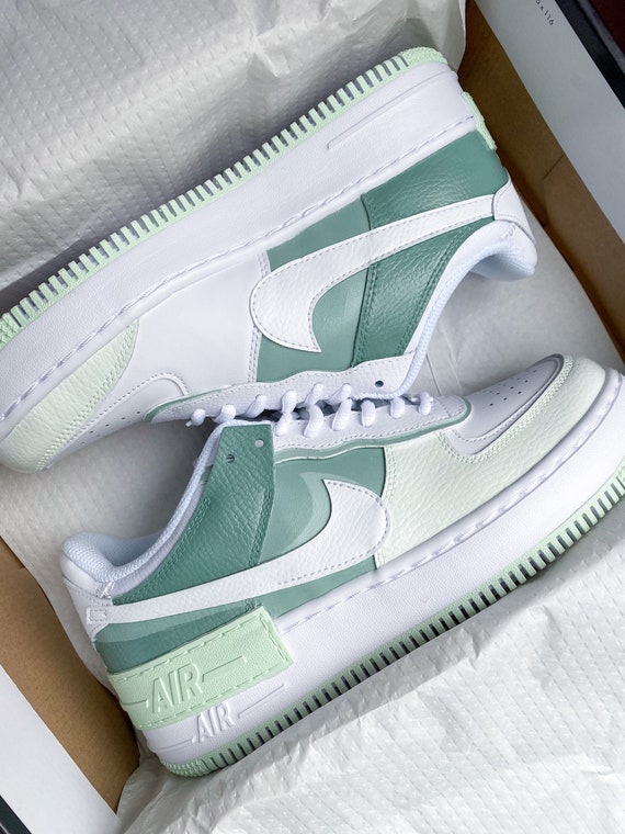 Green custom Air Force 1 shadow | Etsy