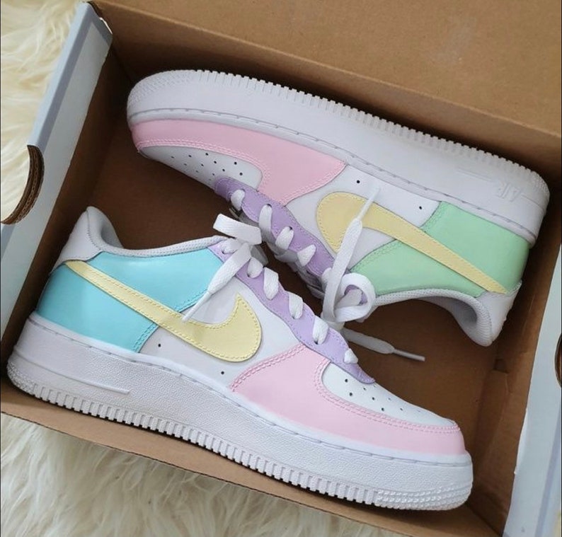 Pastel custom colour way Air Force 1s | Etsy