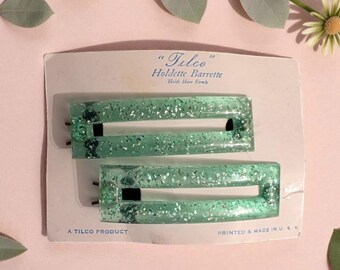 Vintage Lucite glitter hair clips barrettes set of two Vintage Lucite glitter hair clips barrettes set of two. For  main image 4