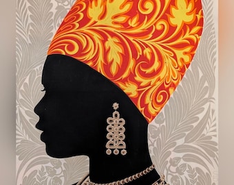 Vtg Sydney Bagshaw Silk Screen Print St. Lucia –Silhouette Profile