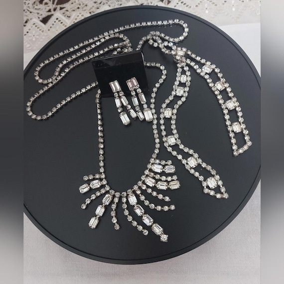 Kramer Rhinestone Earring Set, Backdrop Rhineston… - image 1