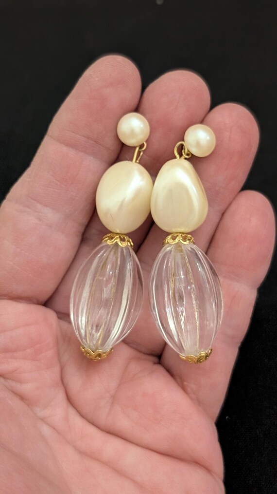 Elegant Pearlescent Drop Earrings: Faux Pearl & R… - image 7