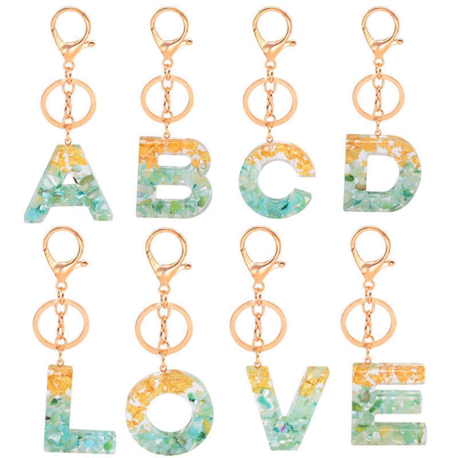 Keychain Letters Resin Etsy
