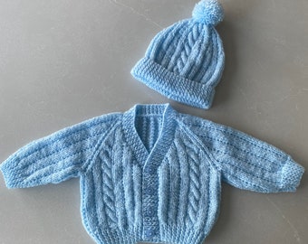 Baby Knitted Cardigan and Hat Set