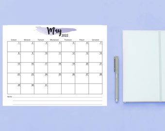 December 2022 Minimalist Watercolor Brush Printable Calendar | Etsy