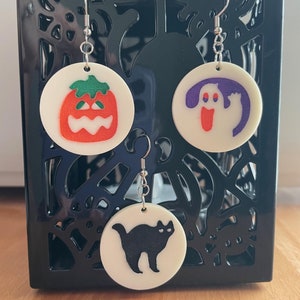 Halloween Sugar Cookie Earrings, Spooky Season, Laser Engraved, Ghost, Cat, Pumpkin, Fall, Fun Unique Gift