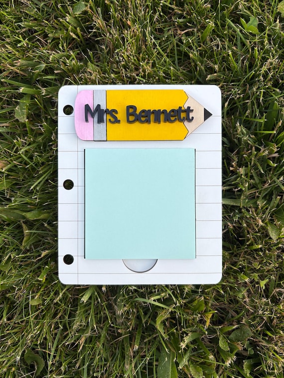 Personalized Sticky Note Holder, Student Gift for Teacher Appreciation, Custom Name Desk Accessory