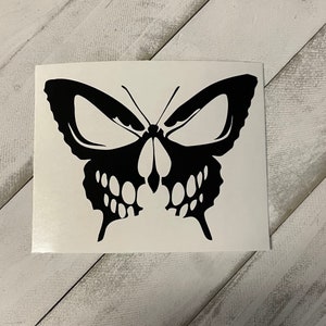 Butterfly Skull Decal - Gothic Vinyl Sticker for Laptops, Notebooks, Water Bottles, Halloween Decor, Gift