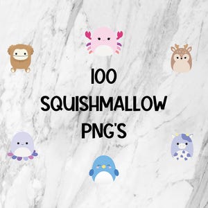 Squishmallows PNG Bundle - 100 Downloadable Transparent Background Images for Crafts, DIY Projects, & Digital Art
