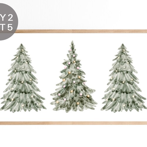 Christmas Frame Tv Art Snow Pine Trees samsung Frame Tv Art Etsy