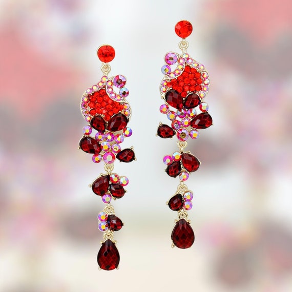 Subhag Alankar Red Attractive Brass pearl bead stone jhumki earrings f