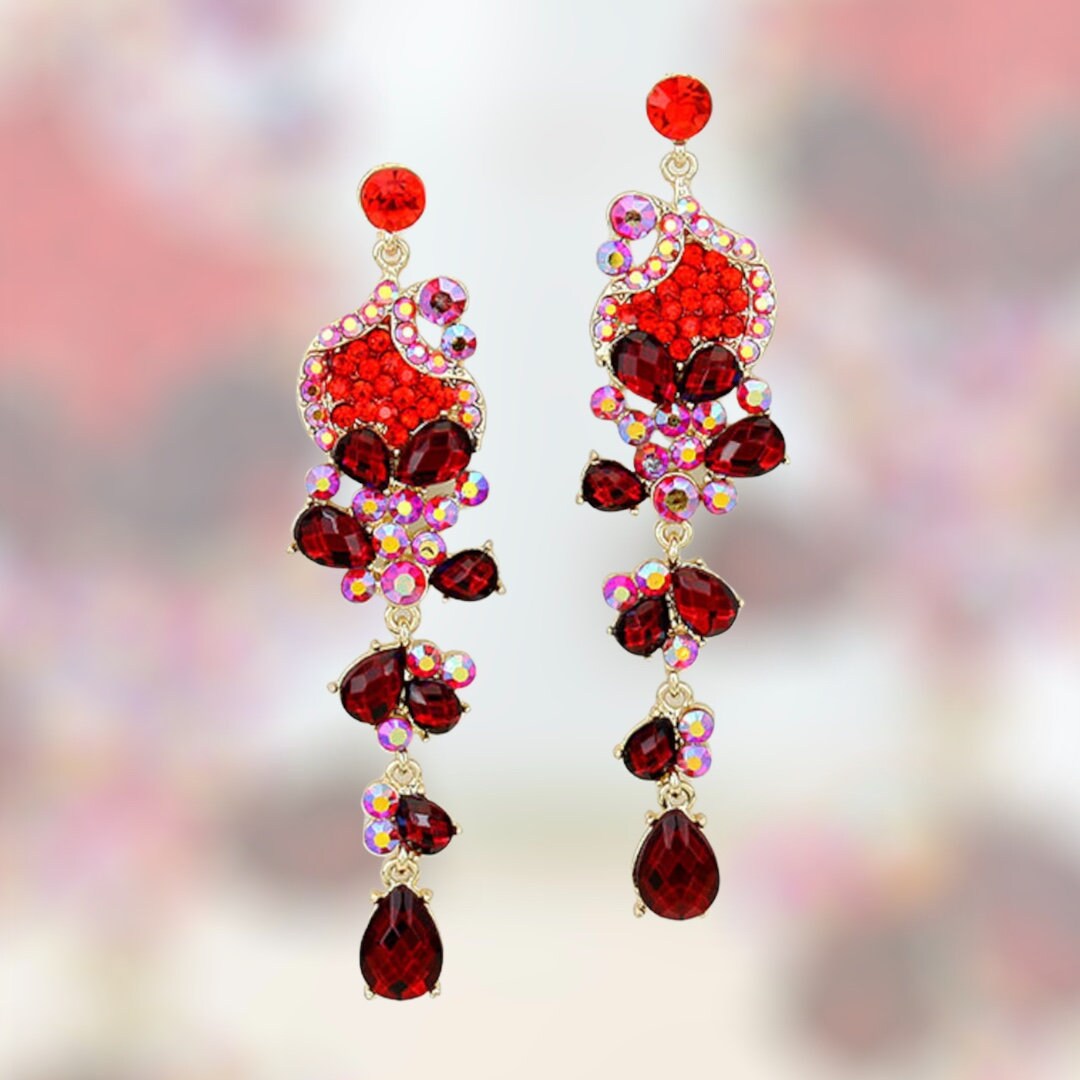 Red Gota Long Earrings | FashionCrab.com