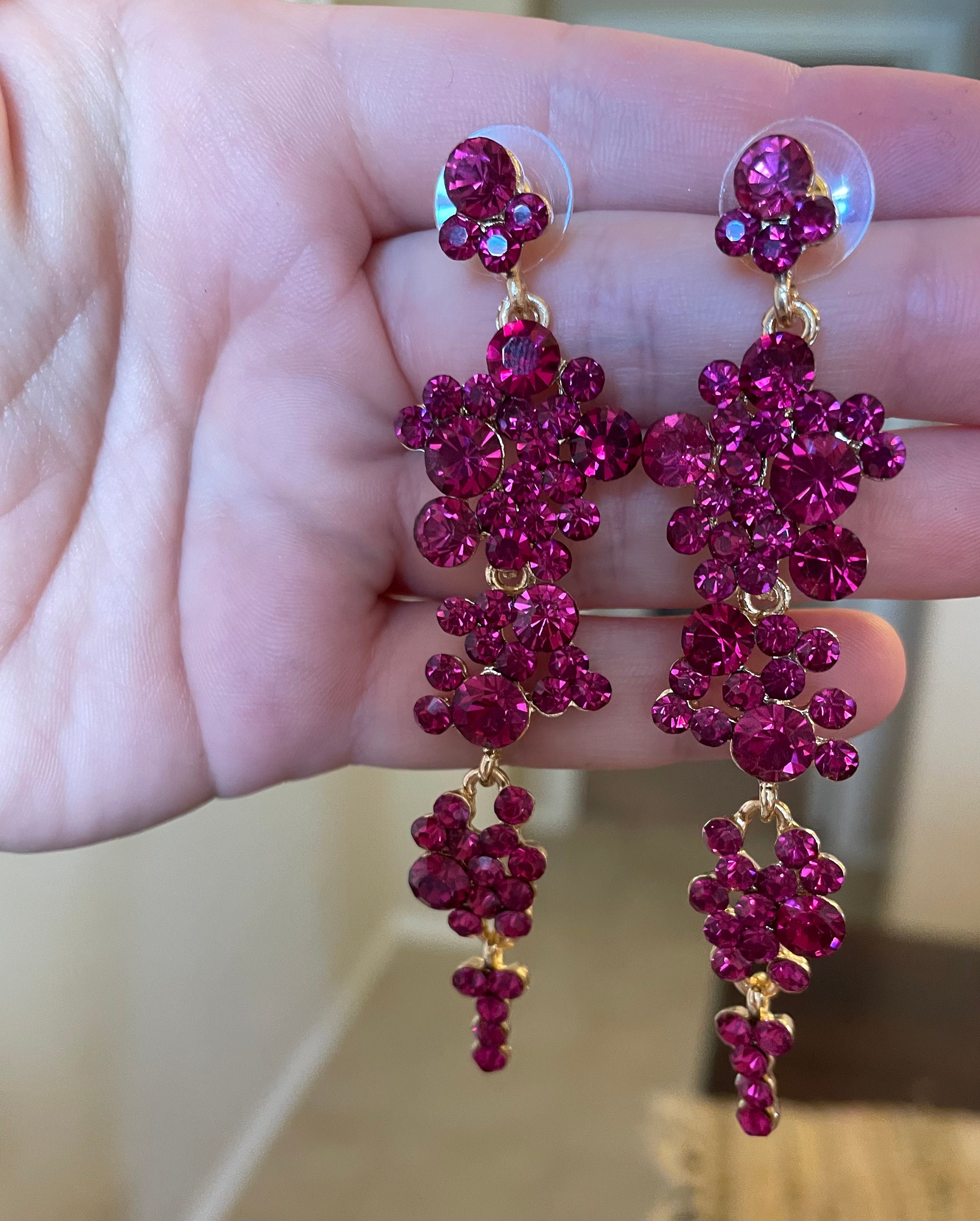 SANGEETA BOOCHRA presents Dark Pink Stone Earrings exclusively at FEI