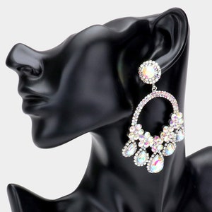 Oversized Rhinestone Earrings, Large Crystal Bridal Earrings