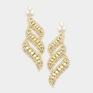 Large Bridal Earrings/ Large AB Rhinestone Earrings/ Iridescent and gold Pageant Earrings/ Long chandelier earrings/ oversized AB earrings