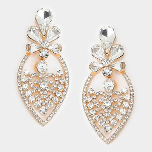 rhinestone earrings, bridal earrings, clear and gold pageant earrings, prom dangle earrings, formal evening earrings