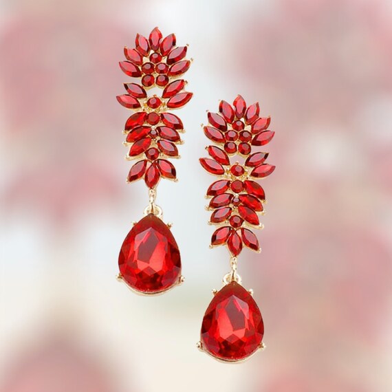 Red rhinestone earrings deals