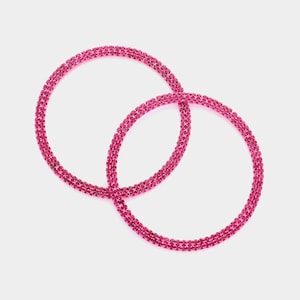 Hot Pink Hoop Earrings, Fuchsia Statement hoop earrings, hot pink rhinestone hoop earrings, prom earrings, pageant Jewelry