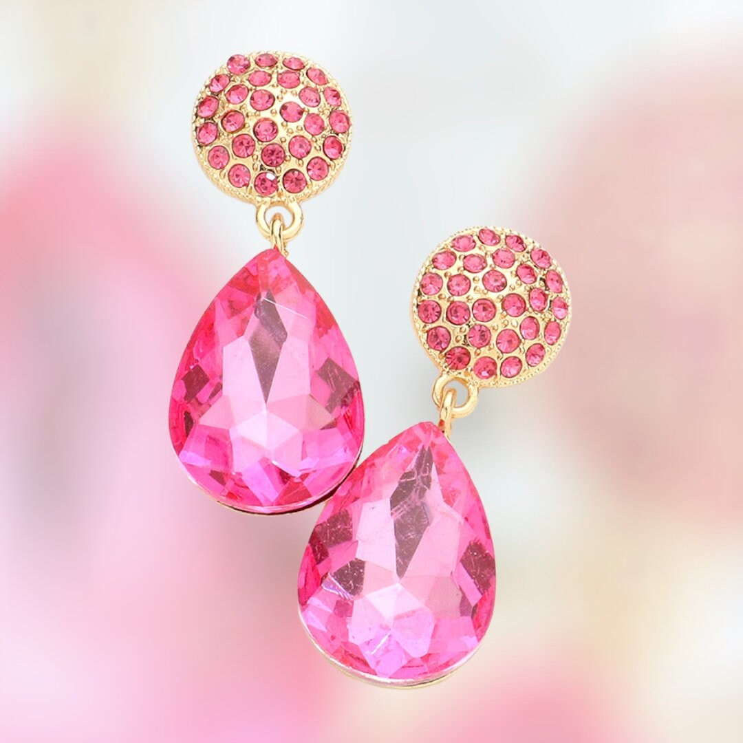 Pink prom earrings discount