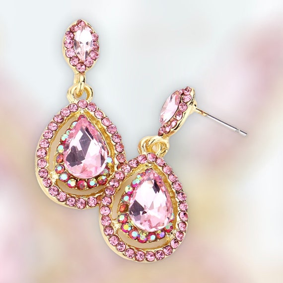 Light Pink Stone Earrings - LOCAL TIJORI