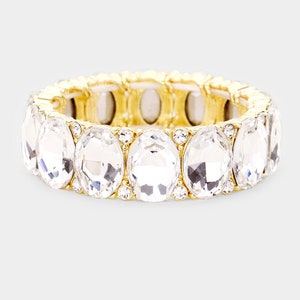 Clear crystal Stretch Bracelet, Crystal Oval Stretch Bracelet