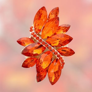 Orange statement ring, large Orange crystal ring, Orange rhinestone stretchable ring, large orange crystal ring