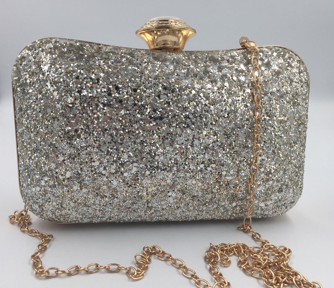 Silver Glitter Evening / Bridal Clutch Bag Etsy