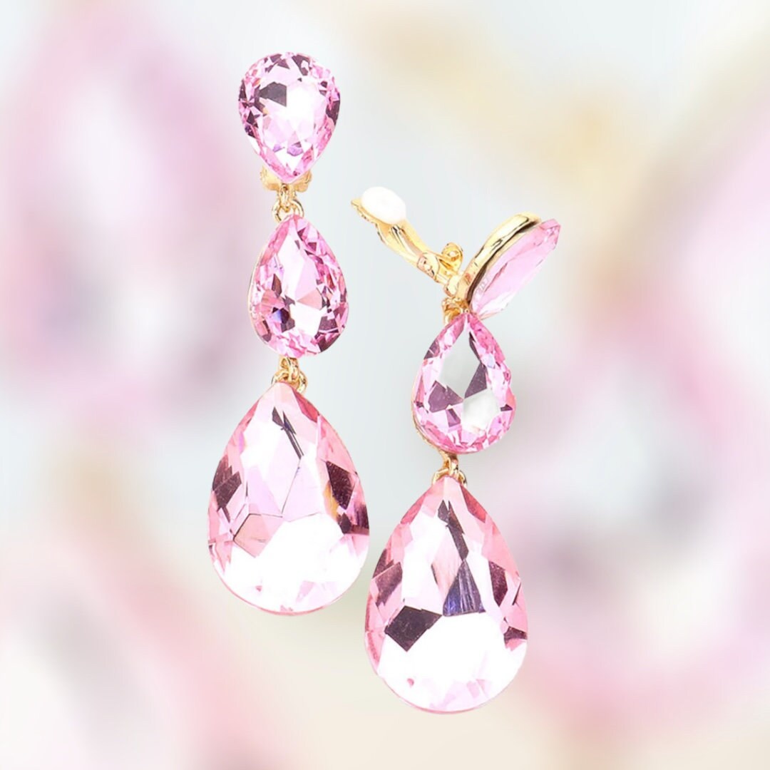 Gold-Plated Kundan stones & Light Pink Drops Classic Chandbalis Earrings