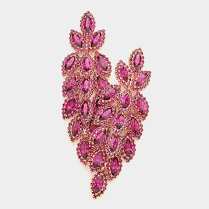 Hot pink Earrings/ Fuchsia Prom Earrings/ Pink Pageant Earrings/ Long Chandelier Pink Earrings, Hot Pink Dangle Earrings