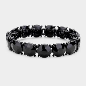 Black Bracelet, Black rhinestone prom bracelet, Black pageant bracelet, Black stretch bracelet, formal black rhinestone bracelet