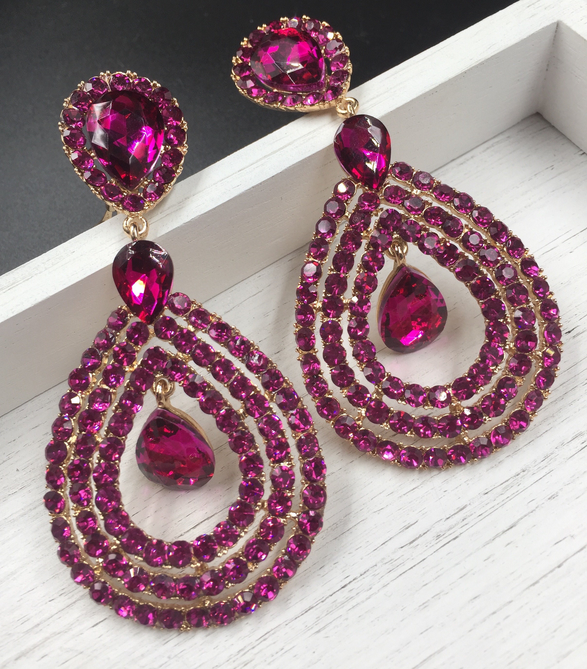 Buy Large Bright Pink Statement Earrings Long Dangle Earrings for Online in  India  Etsy